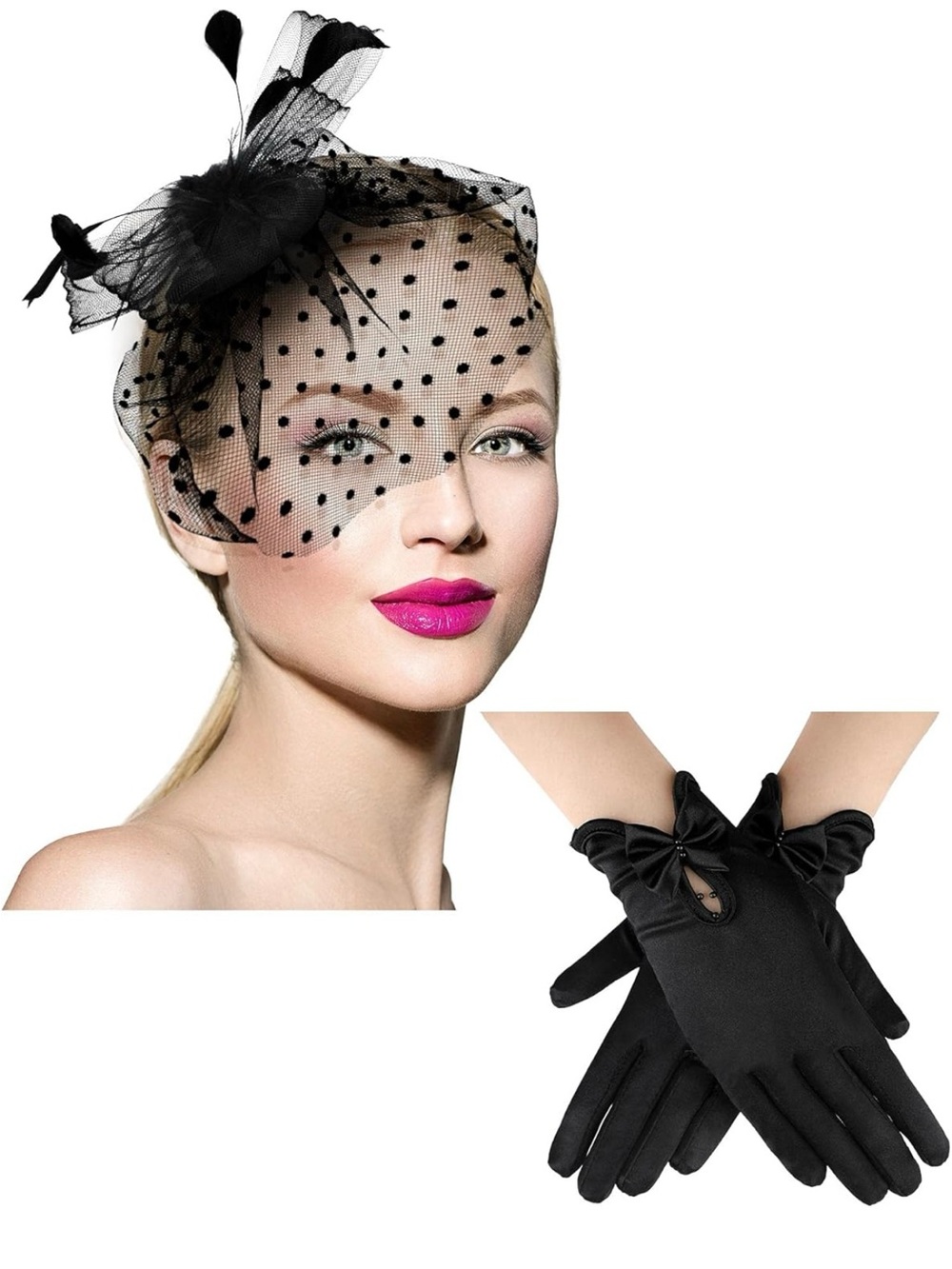 50s Fascinator Hat for Women Funeral Veil Hat Pillbox Cocktail